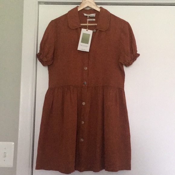 zara orange linen dress